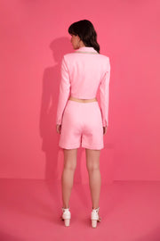 Blush Pink Short Blazer & Skirt Set