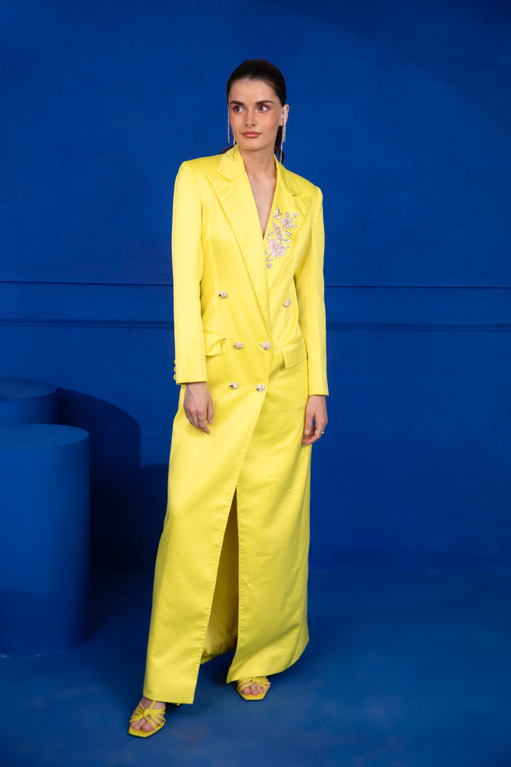 Sunny Lime Green Long Blazer Dress