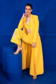 Mango Yellow Bustier, Pants & Coat Set