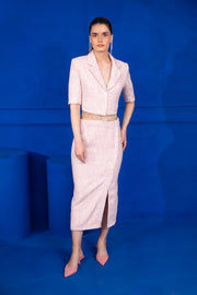 Dusty Pink Tweed Blazer & Skirt Set