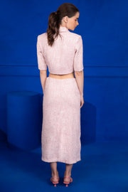 Dusty Pink Tweed Blazer & Skirt Set