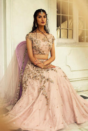 Mud Pink Embroidered Lehenga Set