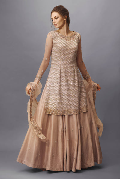 Lilac Kurti and Skirt Set