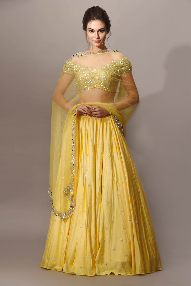 Yello Pastel Embellished Lehnga