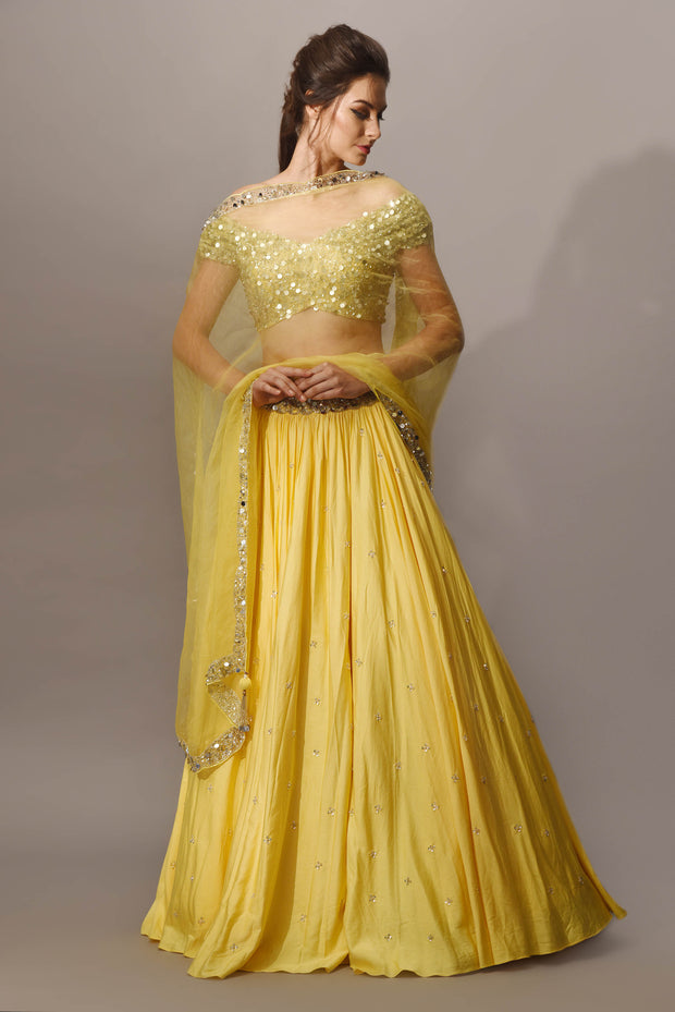 Yello Pastel Embellished Lehnga