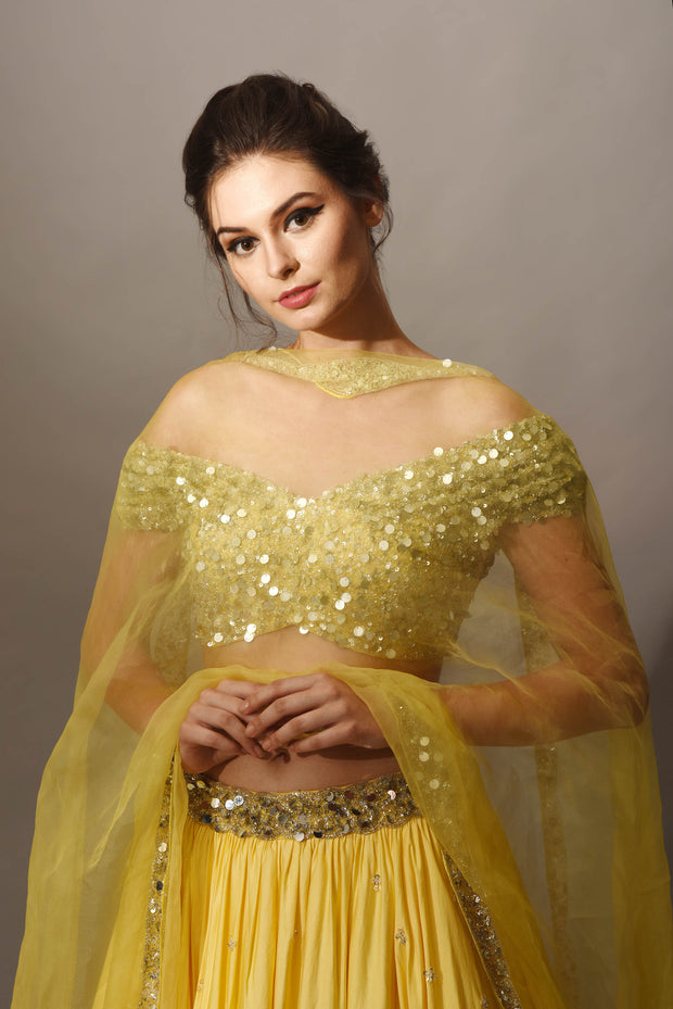 Yello Pastel Embellished Lehnga
