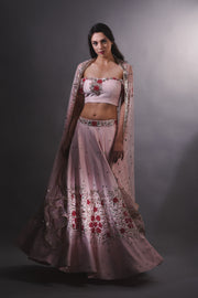 Pink Cutdana Embroidered Lehnga Set