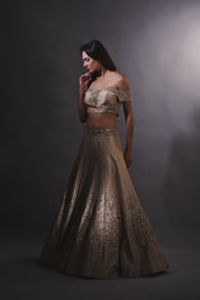 Gold and Rose Gold Cutdana Embroidered Lehenga Set