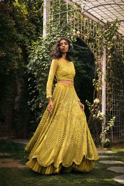 Lime Green & Gold Lehnga Set