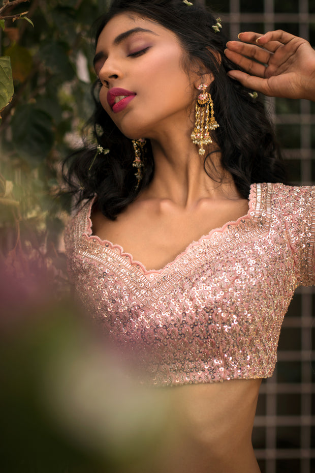 Tea Pink Cutdana Lehnga Set