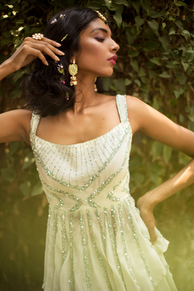 Mint Green Peplum Top & Skirt Set