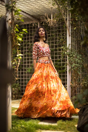 Tangerine Lehenga Set