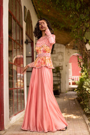 Mud Pink Peplum Anarkali set