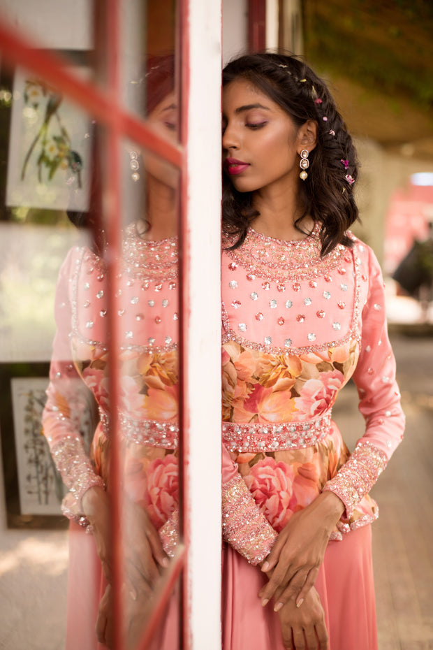 Mud Pink Peplum Anarkali set