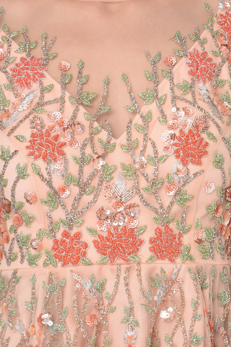 Peach Embroidered blouse & Sharara Set