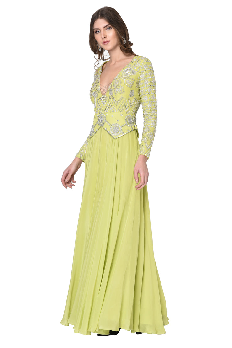 Lime Green Peplum Anarkali