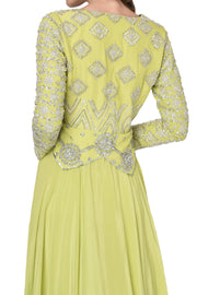 Lime Green Peplum Anarkali