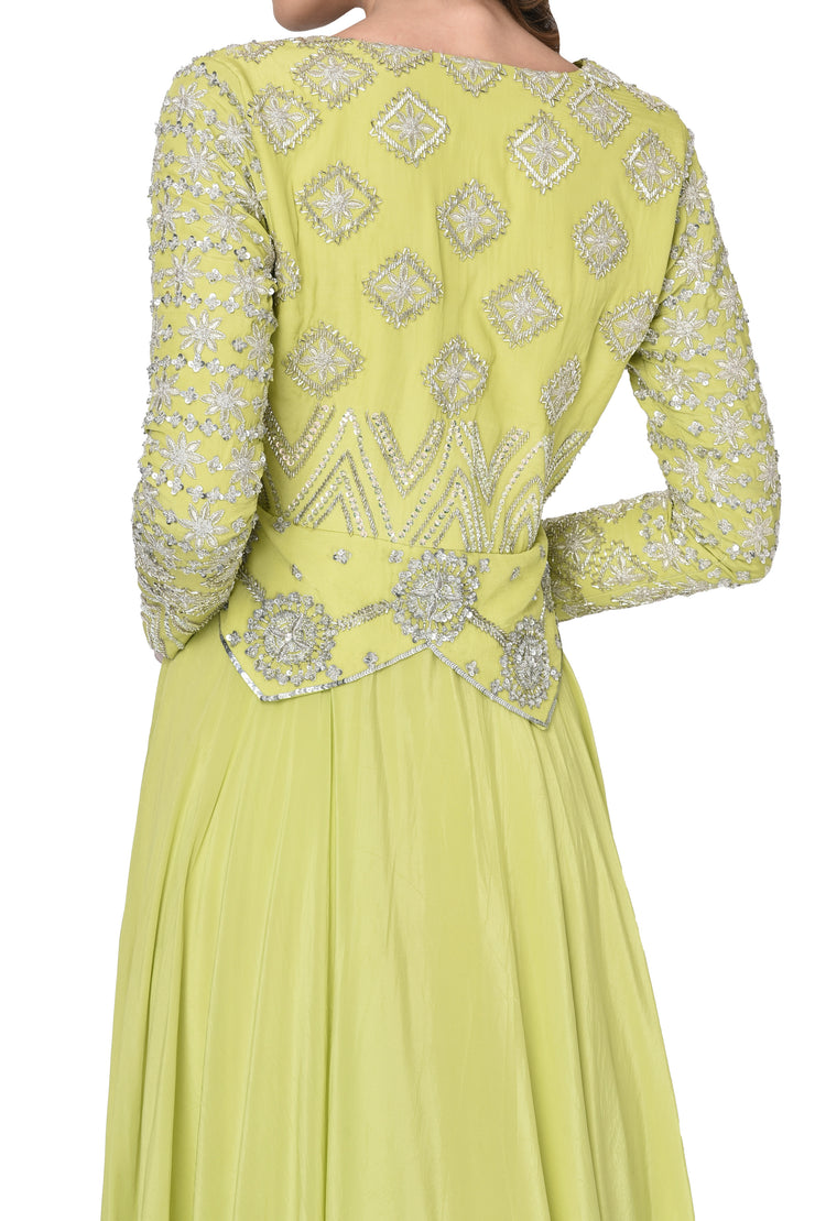 Lime Green Peplum Anarkali