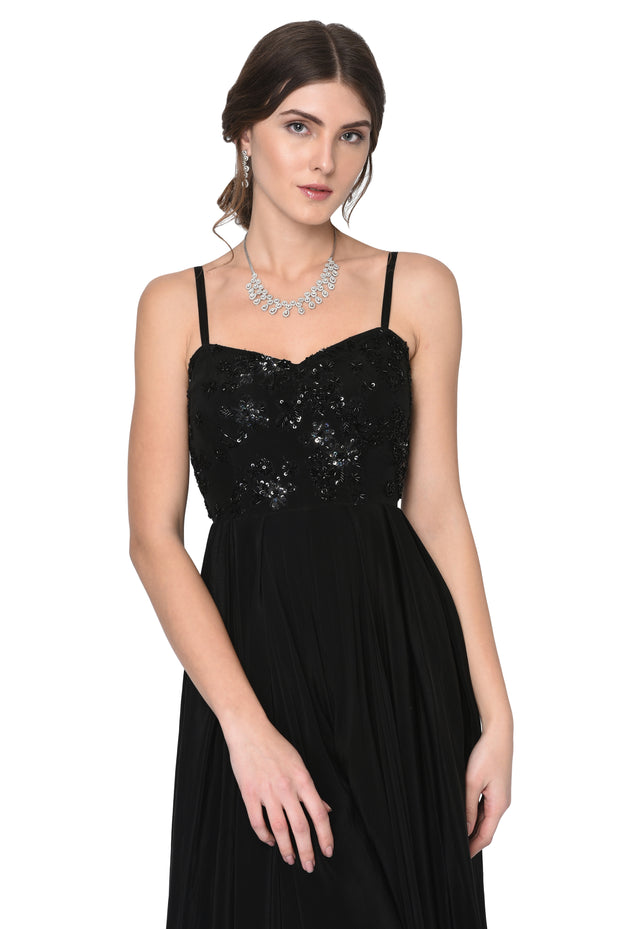 Black Jumpsuit with Feather cape