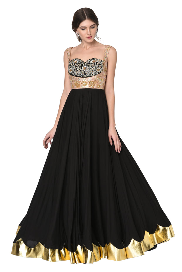 Black & Powder Pink Anarkali