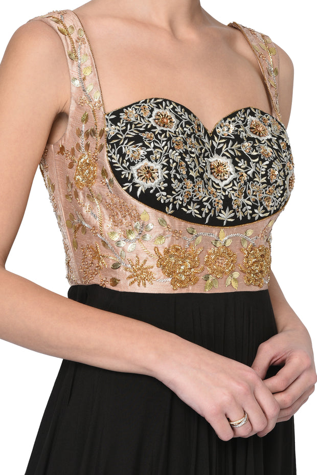 Black & Powder Pink Anarkali
