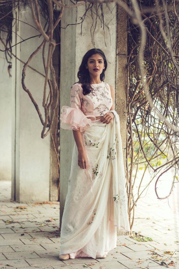 Pink & Ivory Saree
