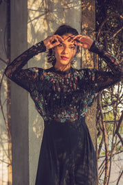 Black Embroidered Fringe Jumpsuit